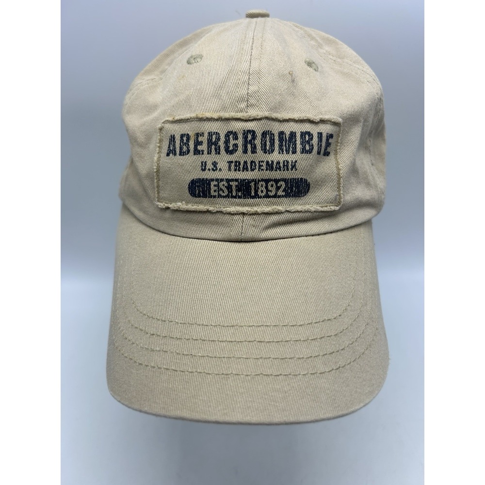 Vintage Abercrombie Baseball Cap Womens Small Dad Hat Leather Strap Beige Small